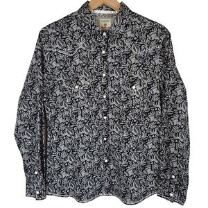Panhandle Rough Stock Black Paisley Long Sleeve‎ Snap Shirt, women's M